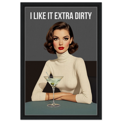 Extra Dirty Martini Cocktail Bar Art Print Black Wood Frame Framed Canvas 40x60 cm 16x24″