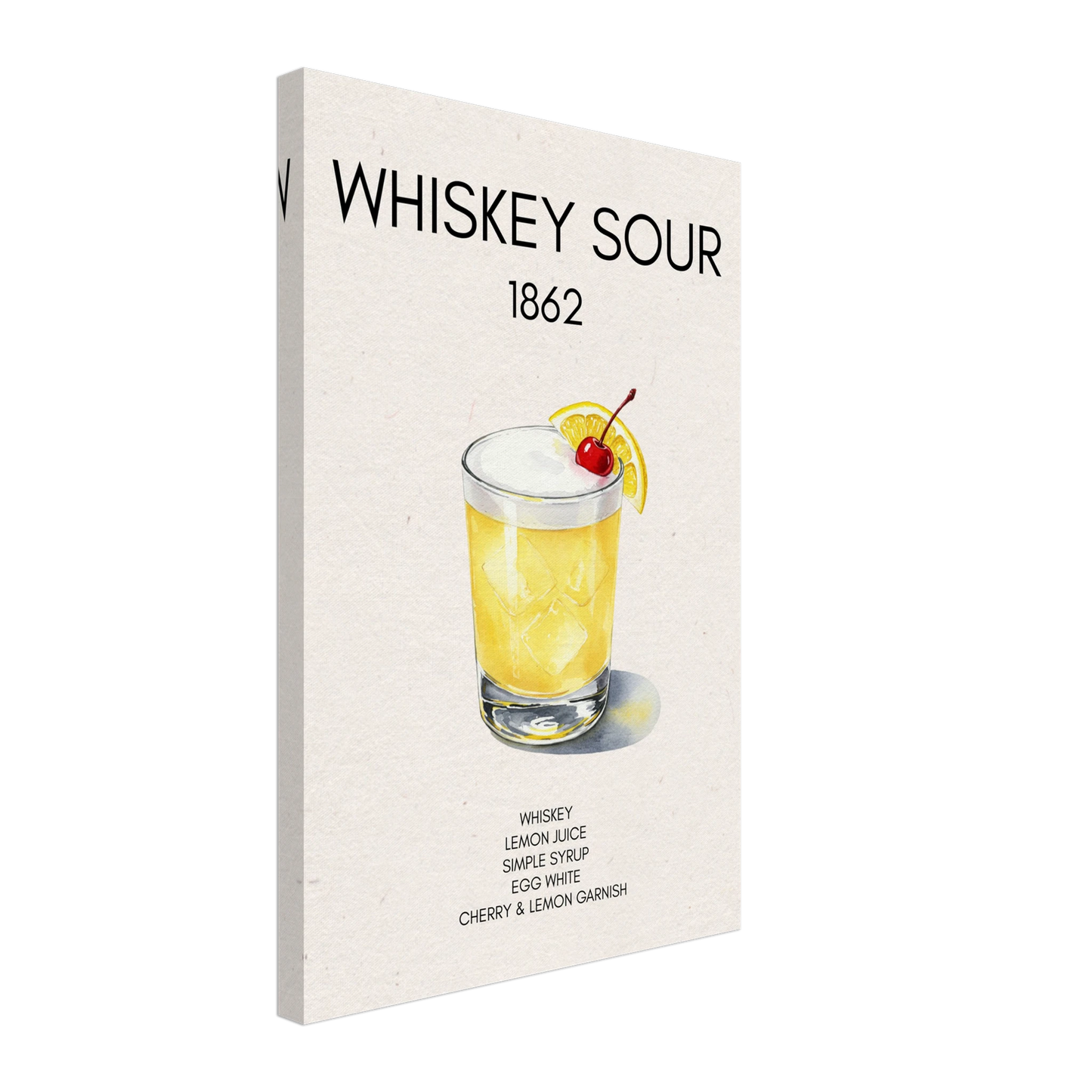 Whiskey Sour Cocktail Bar Poster Print No Frame 40x60 cm 16x24″ Gallery Wrapped Canvas