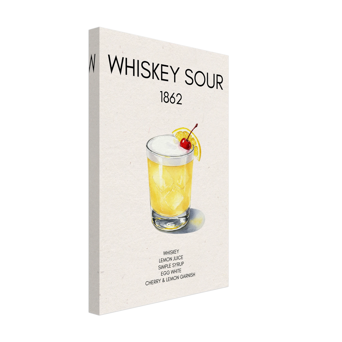 Whiskey Sour Cocktail Bar Poster Print No Frame 30x45 cm 12x18″ Gallery Wrapped Canvas