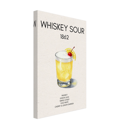 Whiskey Sour Cocktail Bar Art Print No Frame 30x45 cm 12x18″ Gallery Wrapped Canvas