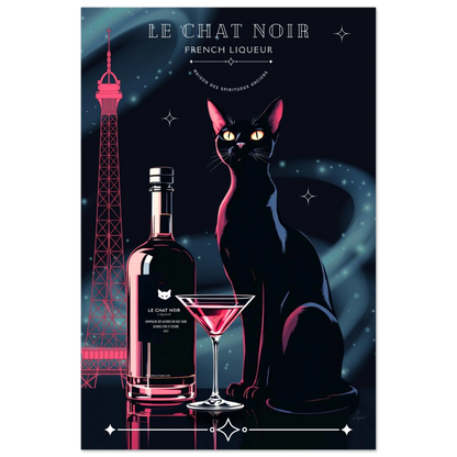 Art Deco Le Chat Noir French Black Cat Art Print 60x90 cm 24x36″ Classic Matte Paper Poster No Frame