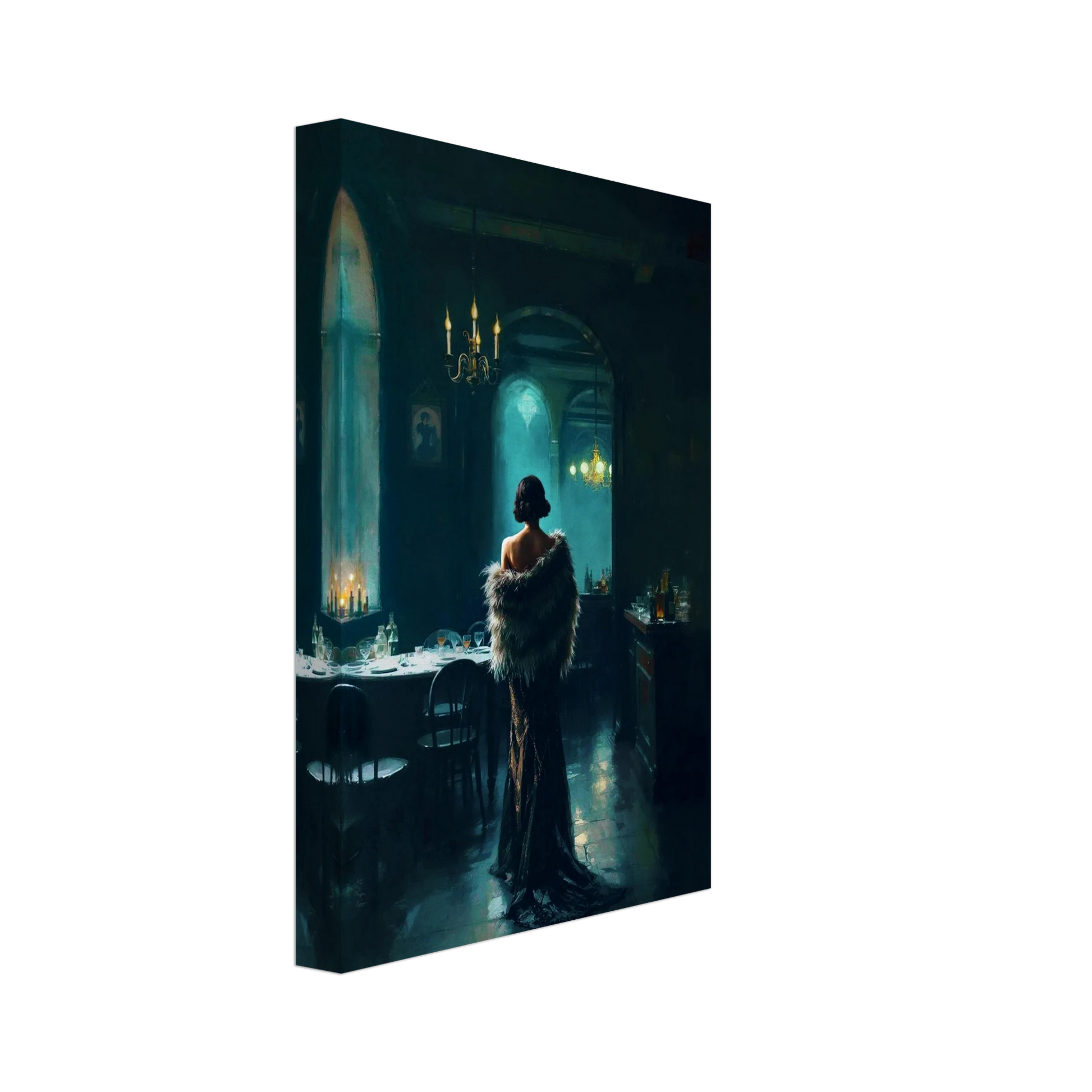 Moody Speakeasy Flapper Bar Art Print 20x30 cm 8x12″ Gallery Wrapped Canvas No Frame