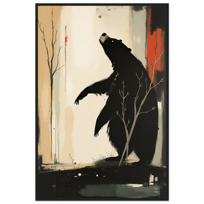 Abstract Bear Wildlife Art Print 60x90 cm 24x36″ Classic Matte Paper Wooden Framed Poster Black Wood Frame