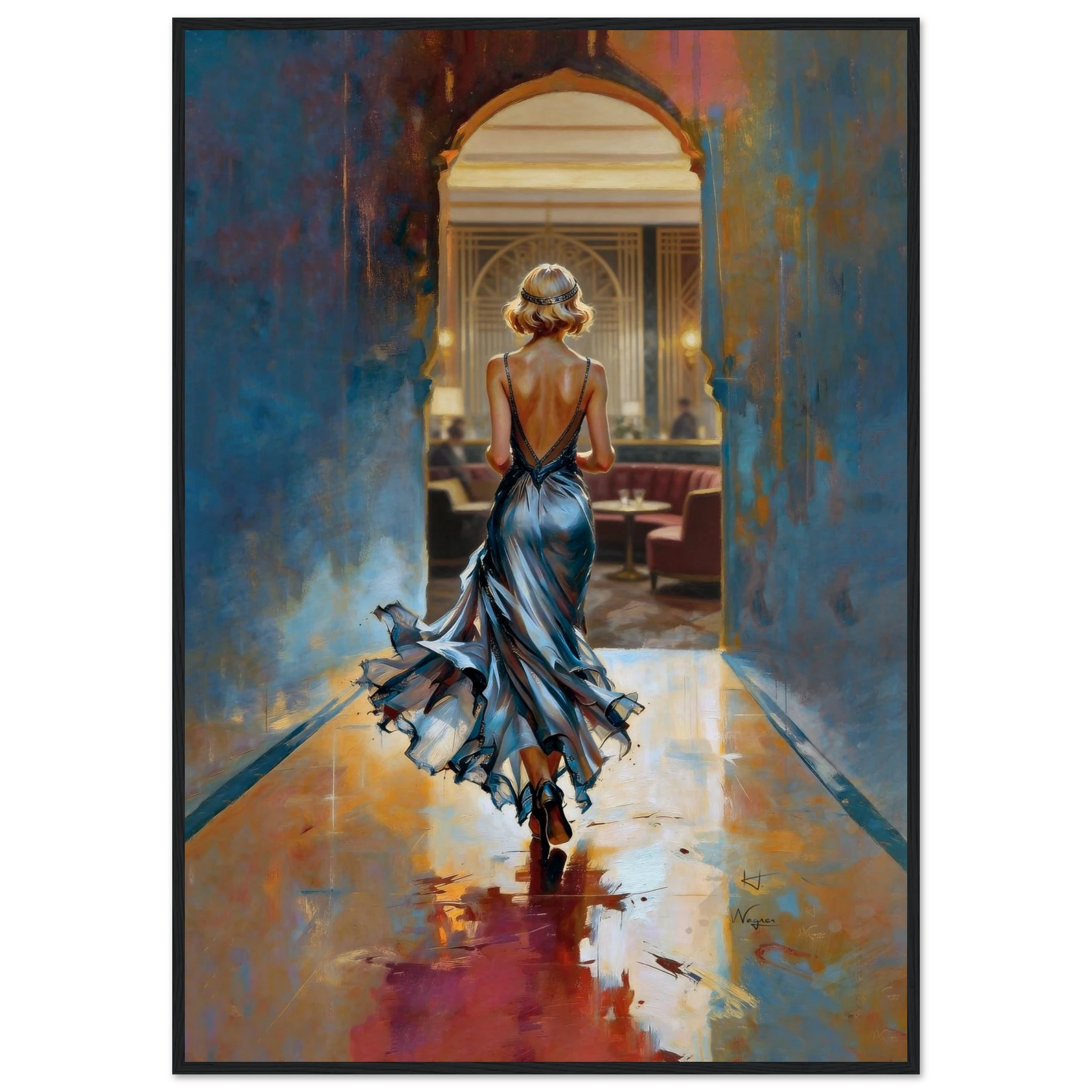 1920s Speakeasy Gatsby Flapper Art Deco Print 40x60 cm 16x24″ Museum-Quality Matte Framed Poster Black Wood Frame