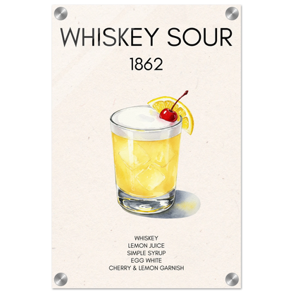 Whiskey Sour Cocktail Bar Art Print No Frame 30x45 cm 12x18″ Sleek Acrylic Print