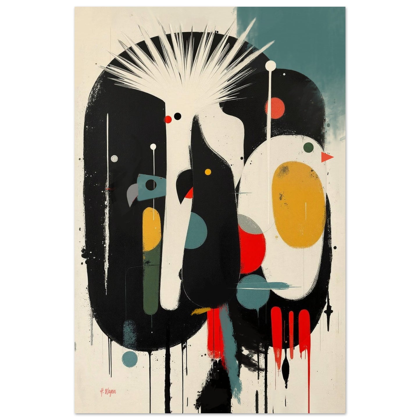 Modern Cockatoo Bird Art Poster Print - Framed Tropical Mid- Century Wall Decor No Frame 40x60 cm 16x24″ Museum-Quality Matte Paper Poster