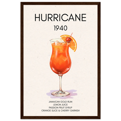 Hurricane Cocktail Bar Art Print Dark Brown Wood Frame 30x45 cm 12x18″ Premium Matte Paper Wooden Framed Poster