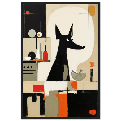 Modern Quirky Dog Lover Art Print Black Wood Frame 40x60 cm 16x24″ Museum-Quality Matte Paper Wooden Framed Poster