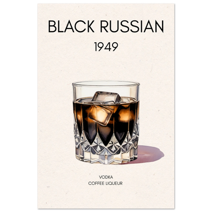 Black Russian Cocktail Bar Art Print No Frame 60x90 cm 24x36″ Premium Matte Paper Poster