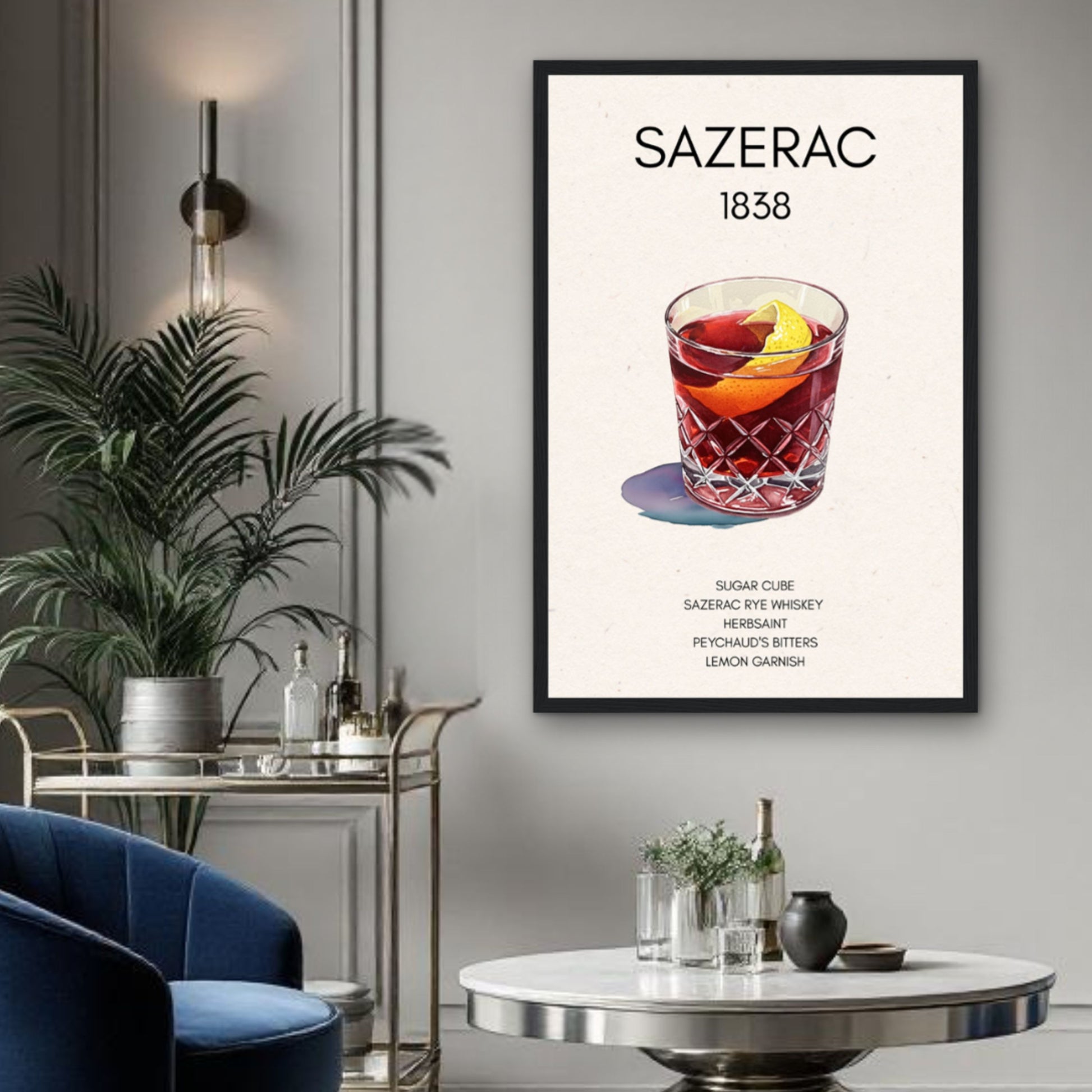 Sazerac Cocktail Bar Poster Print