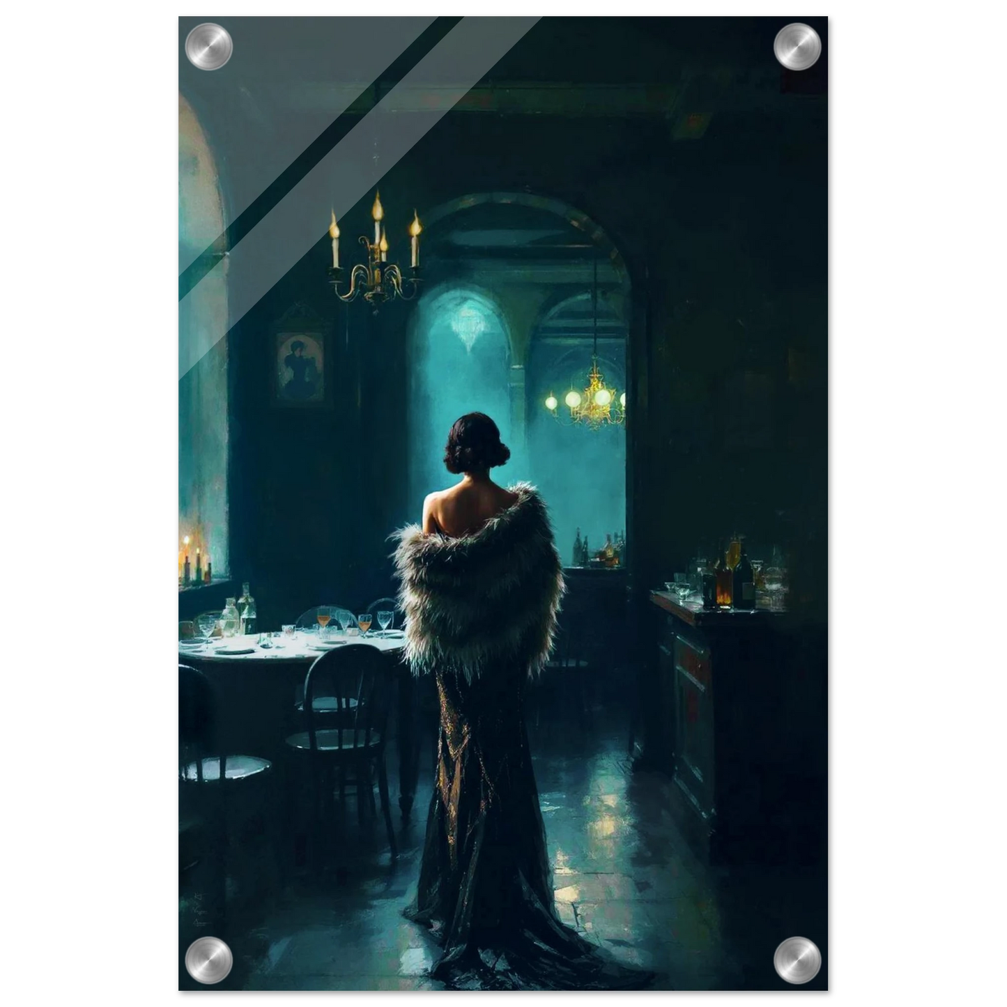 Moody Speakeasy Flapper Bar Art Print No Frame 30x45 cm 12x18″ Sleek Acrylic Print