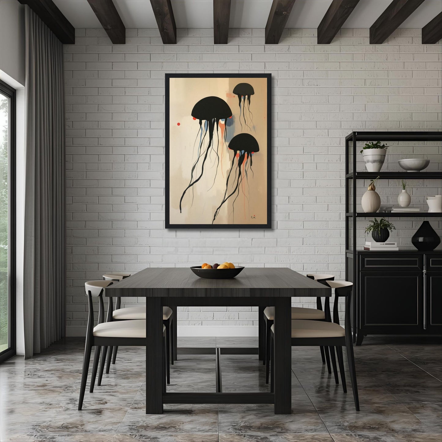 Minimalist Abstract Floating Jellyfish Art Print