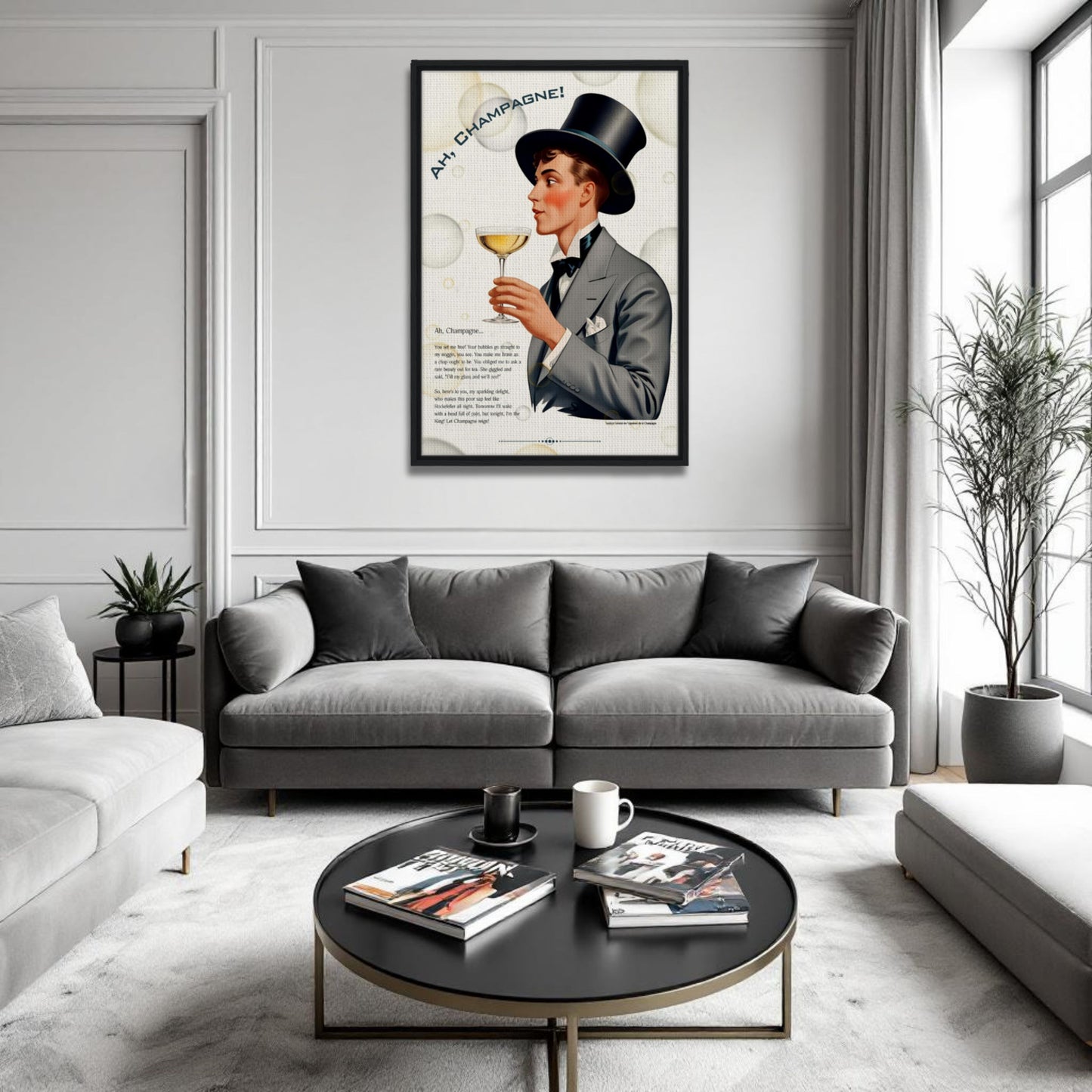 Art Deco Champagne Funny Poem Art Print