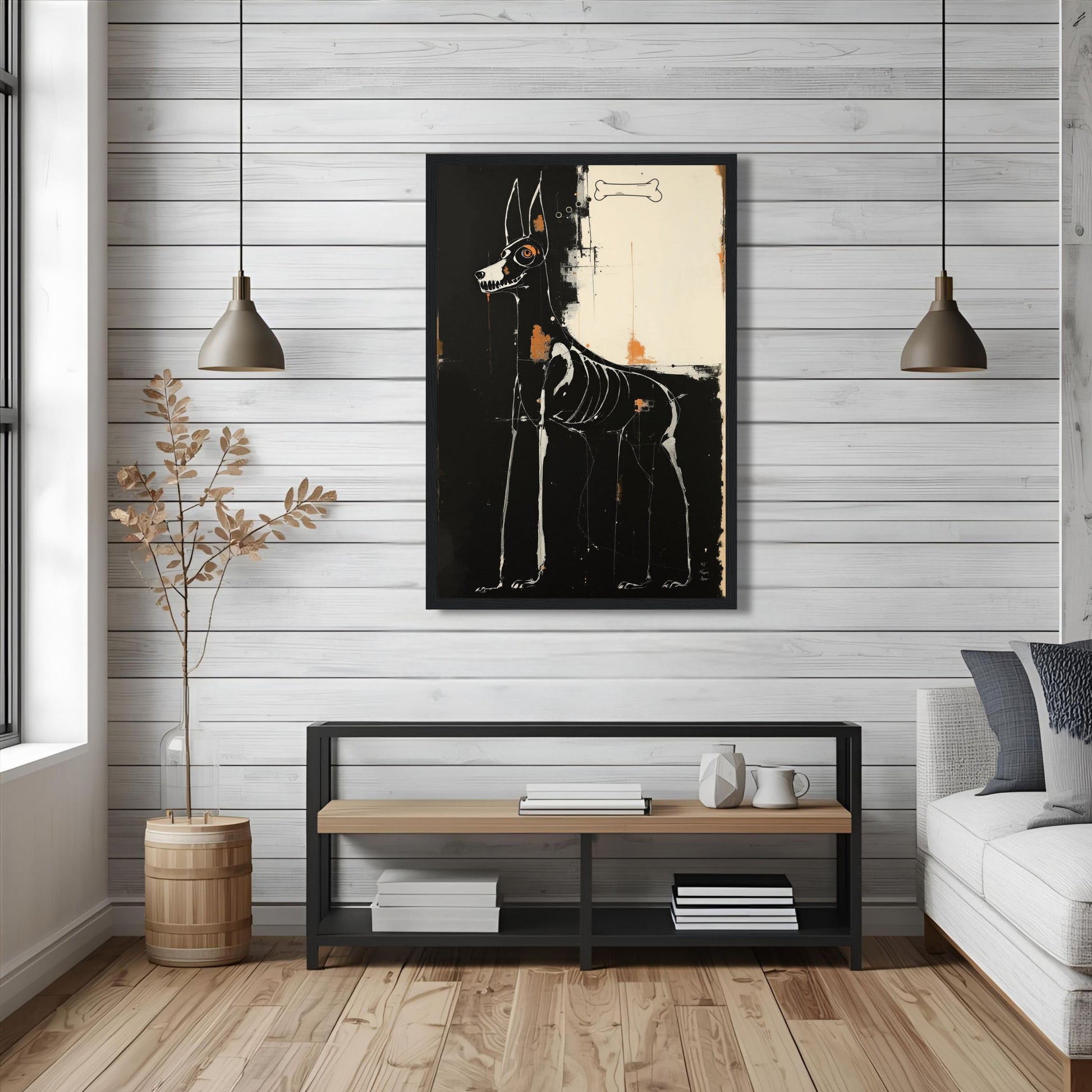 X-ray Skeleton Dog Abstract Art Poster Print