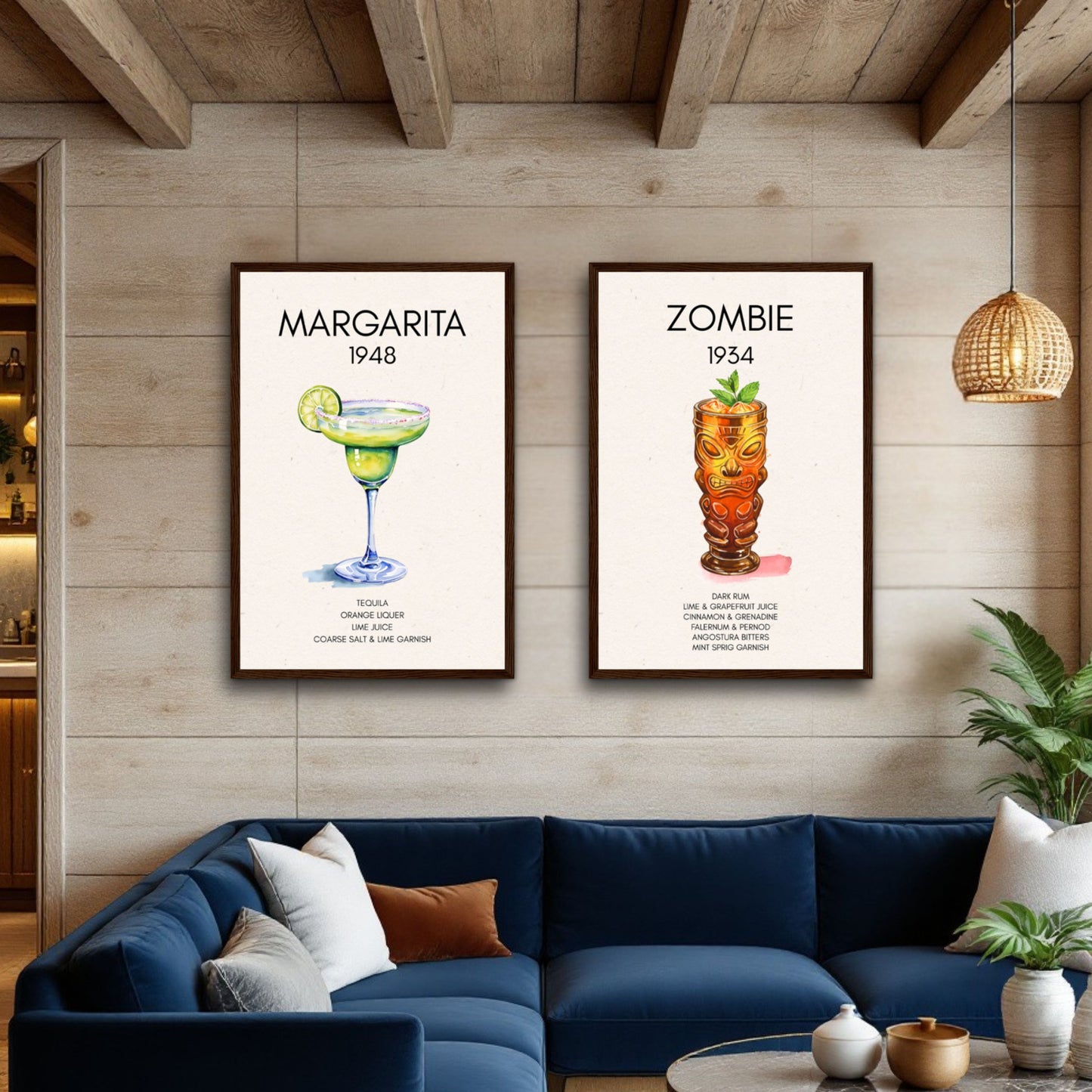 Margarita Cocktail Bar Poster Print Black Wood Frame 60x90 cm 24x36″ Premium Matte Paper Wooden Framed Poster