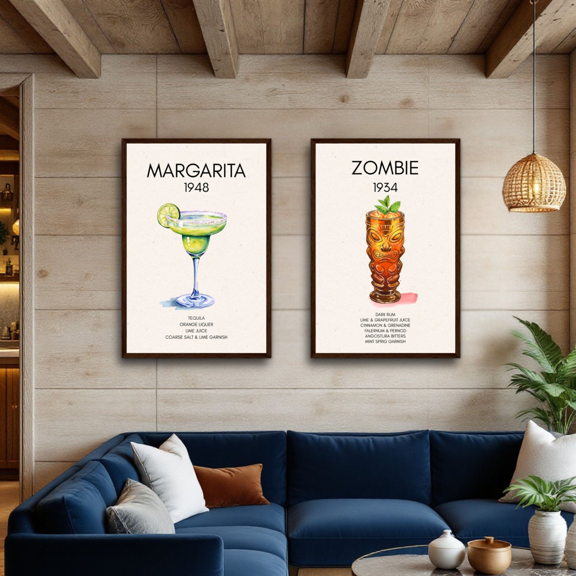 Margarita Cocktail Bar Poster Print Black Wood Frame 60x90 cm 24x36″ Premium Matte Paper Wooden Framed Poster