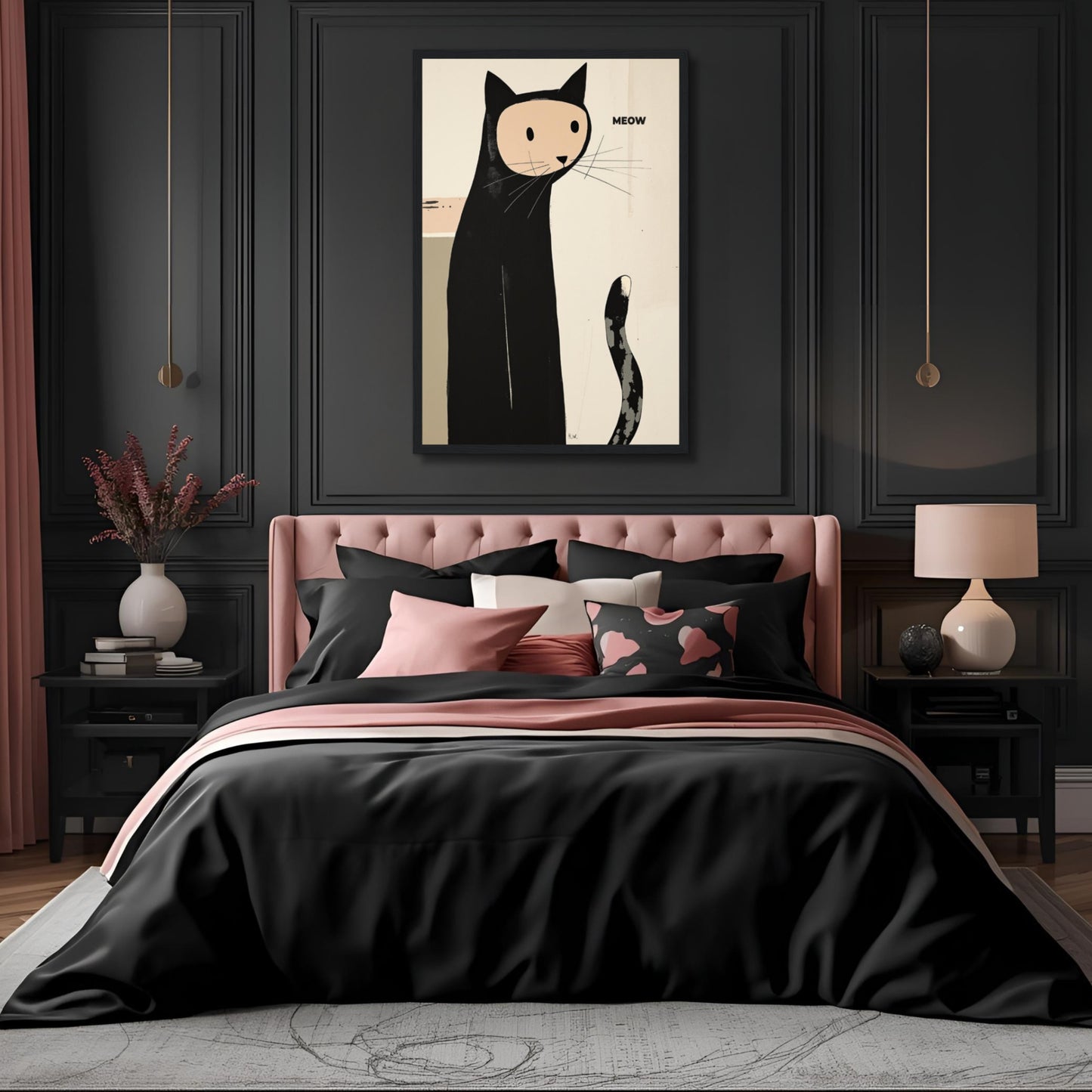 Quirky Modern Cat Art Poster Print