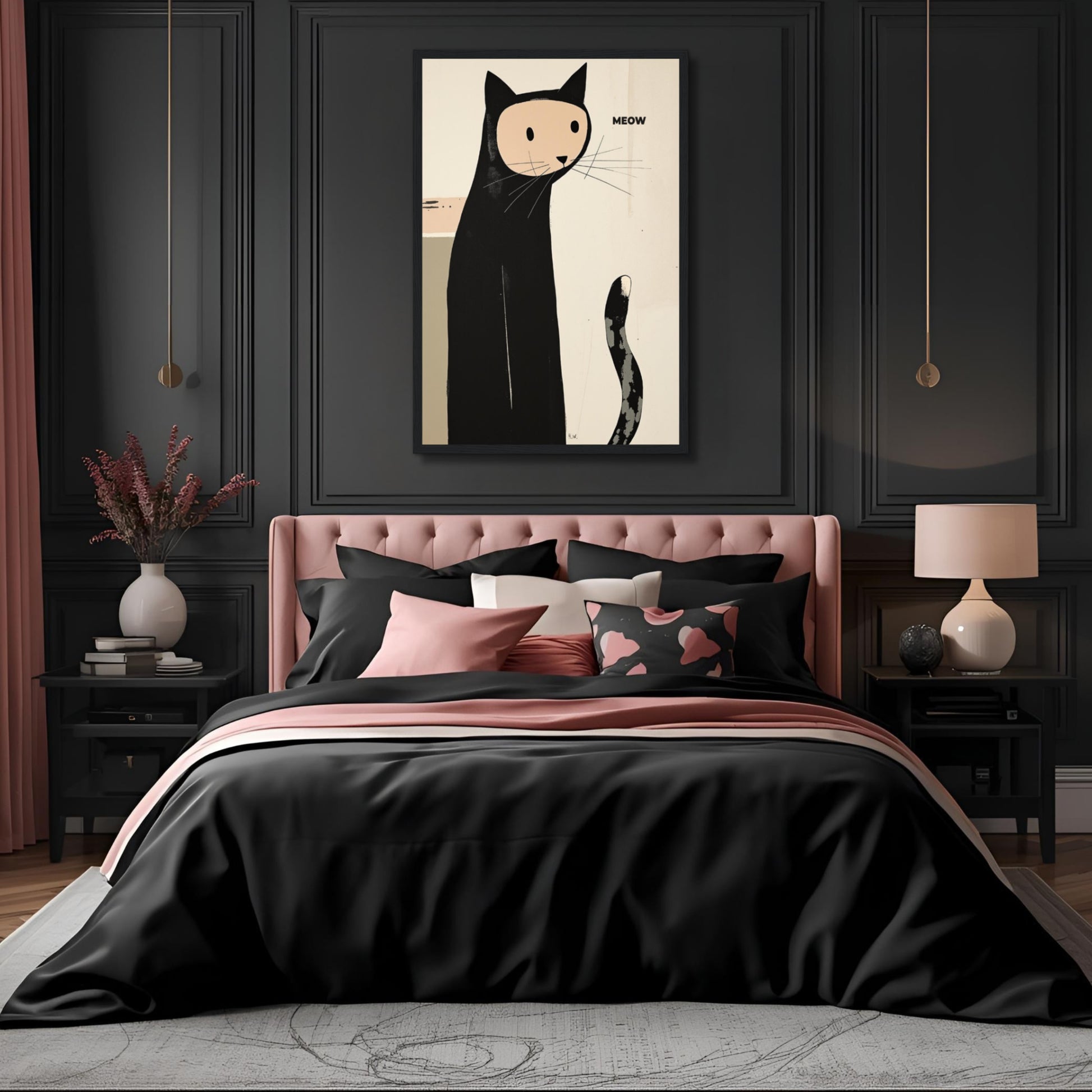 Quirky Modern Cat Art Poster Print