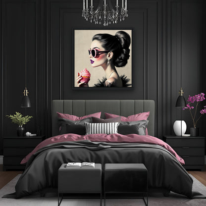 Retro Fashion Model Glam Cupcake Art Print