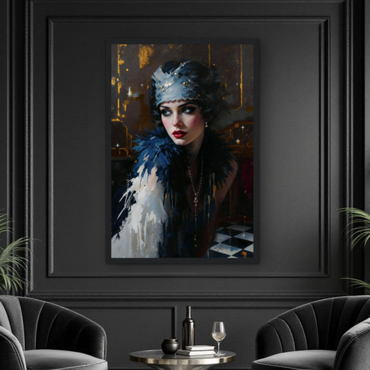 1920s Gatsby Flapper Painting Art Print - Speakeasy Prohibition Wall Decor