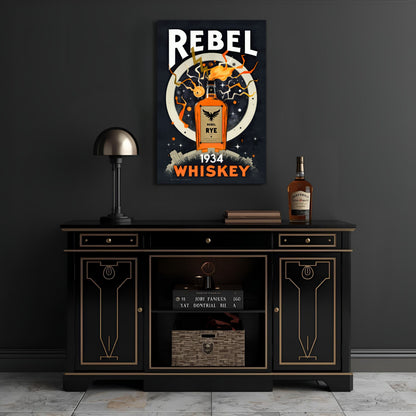 Rebel Whiskey Cocktail Bar Poster Print