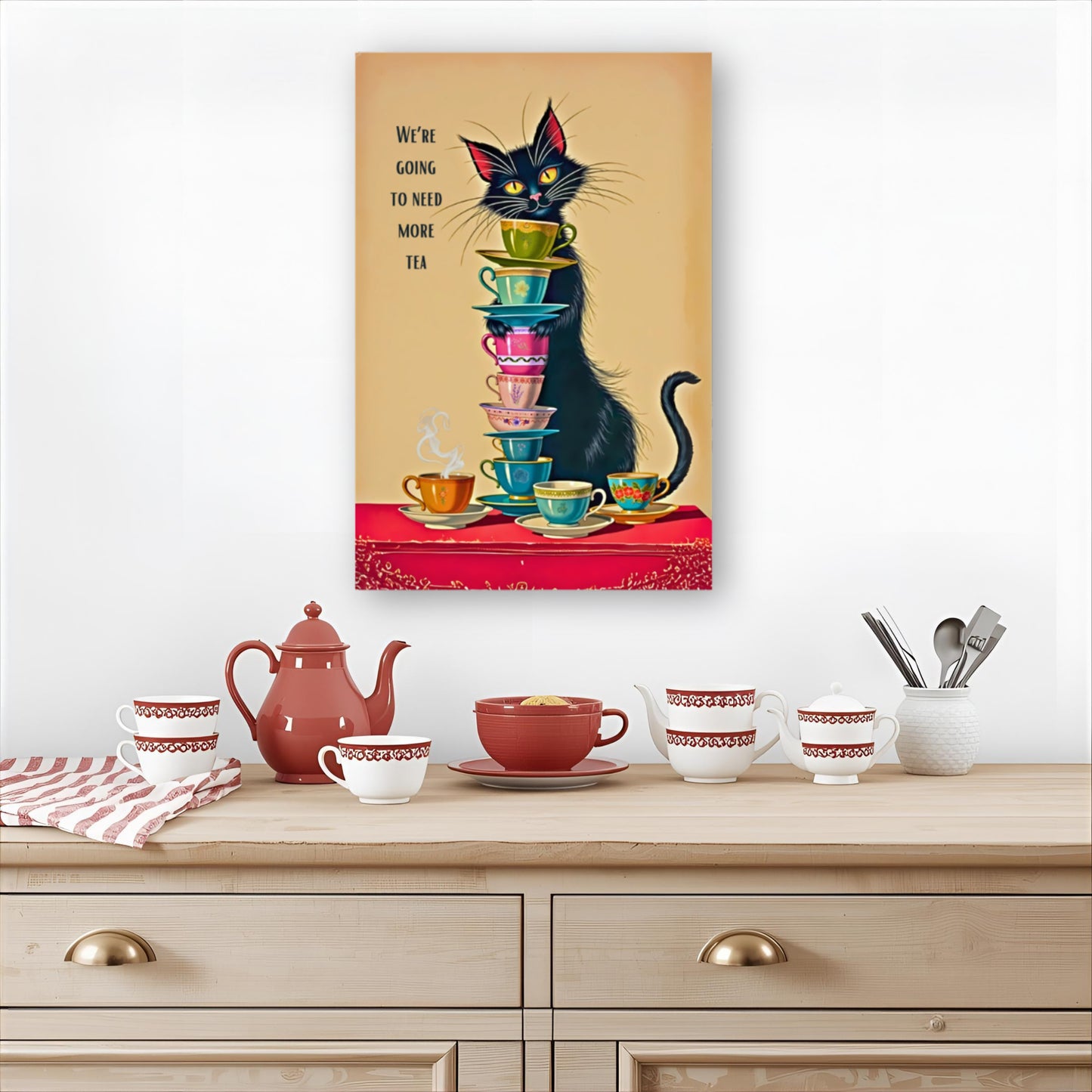 Quirky Cat Funny Tea  Art Print