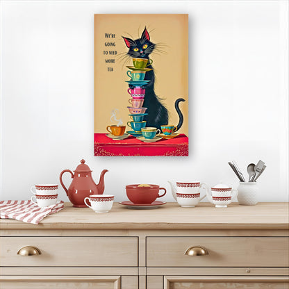 Quirky Cat Funny Tea Art Print