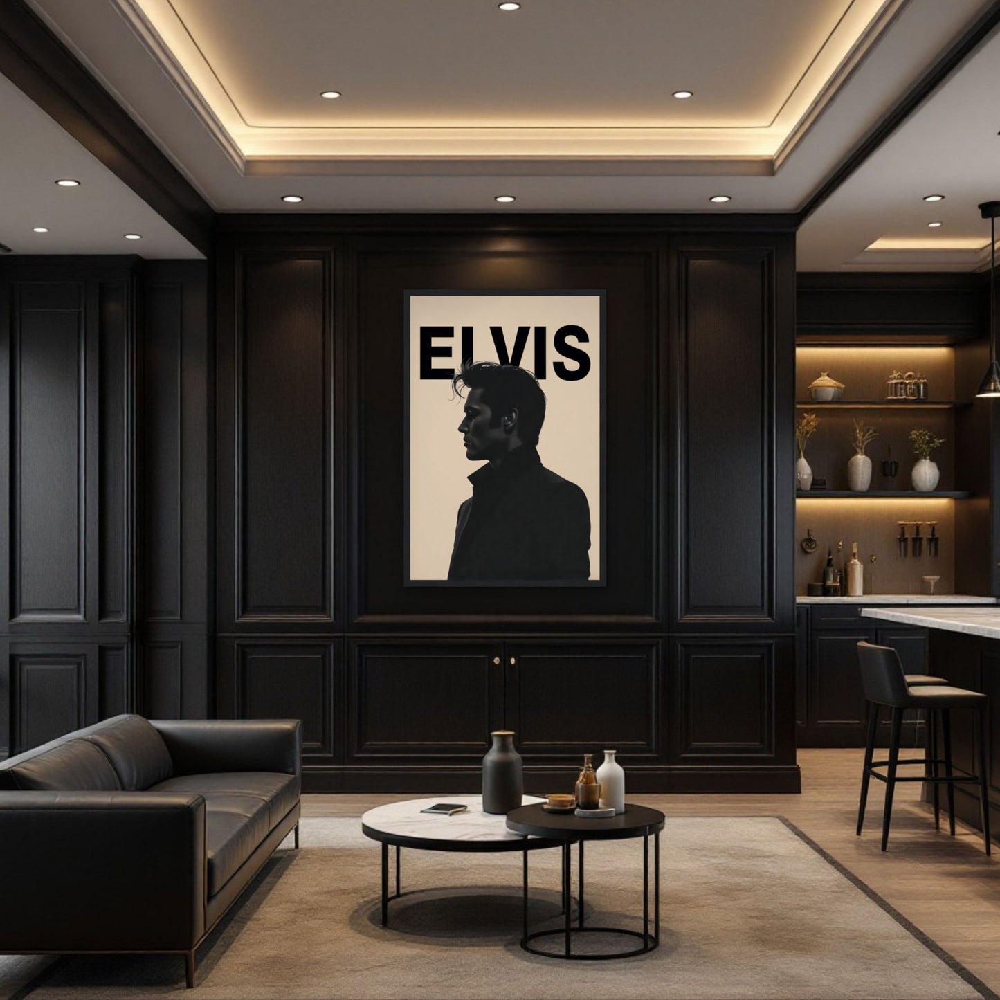 Young Elvis Presley Silhouette Art Print