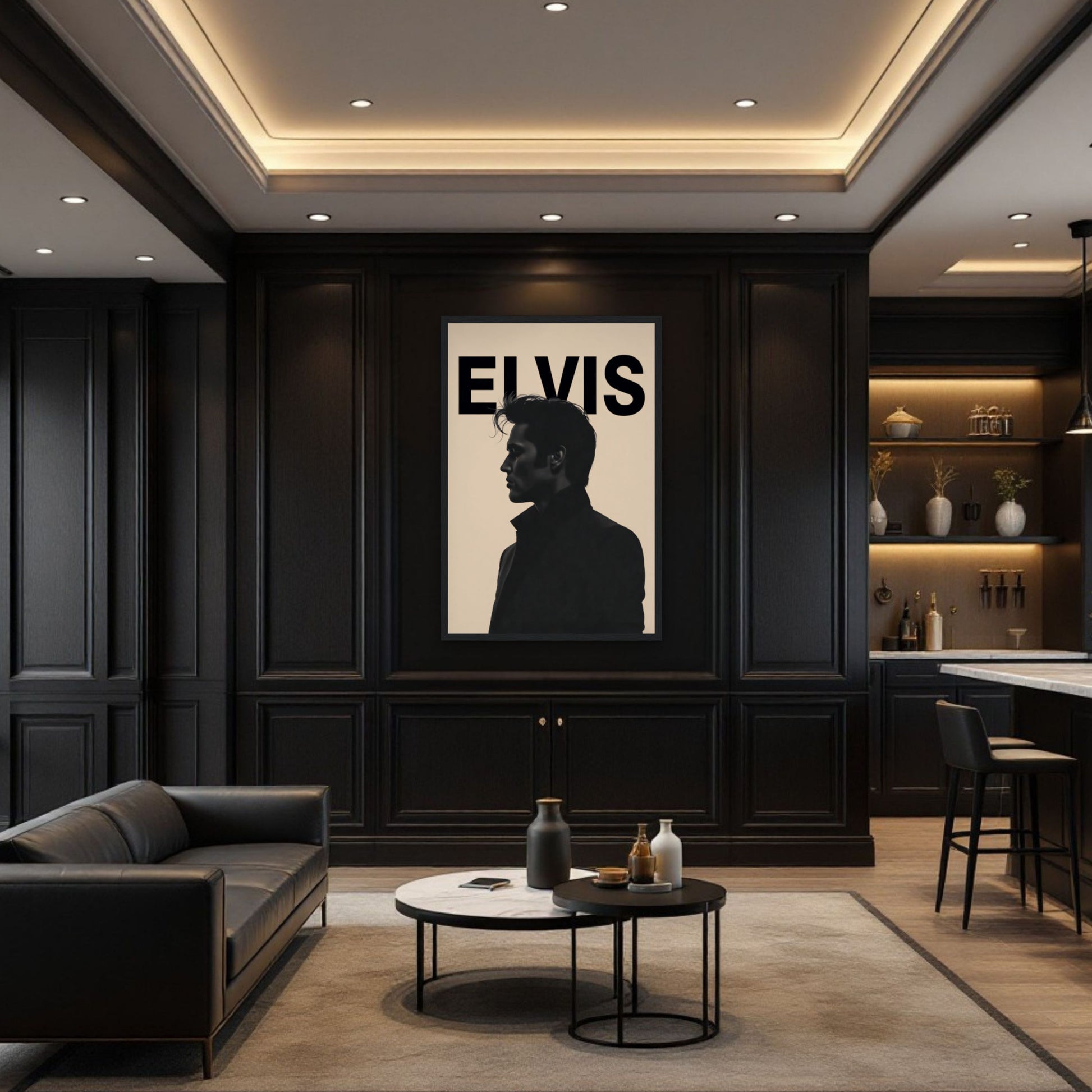 Young Elvis Presley Silhouette Art Print