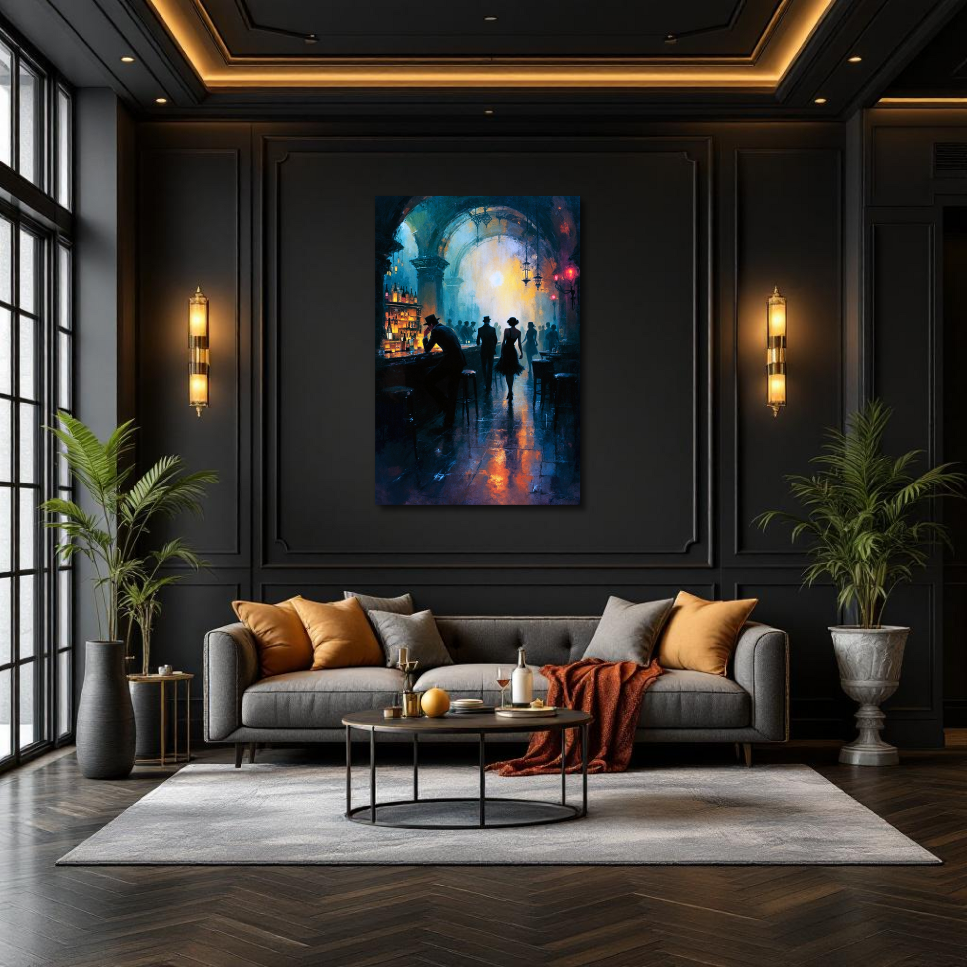 Dance Hall Speakeasy Art Print 70x100 cm 28x40″ Museum-Quality Matte Paper Wooden Framed Poster Dark Brown Wood Frame