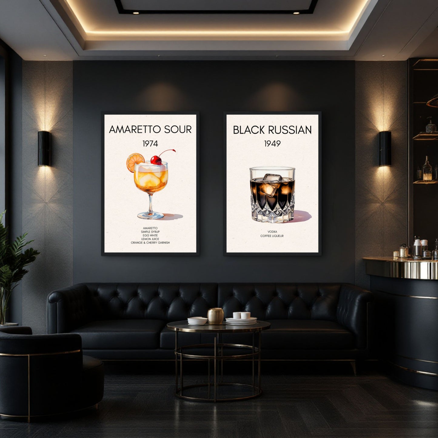 Amaretto Sour Cocktail Bar Art Print No Frame 40x60 cm 16x24″ Gallery Wrapped Canvas
