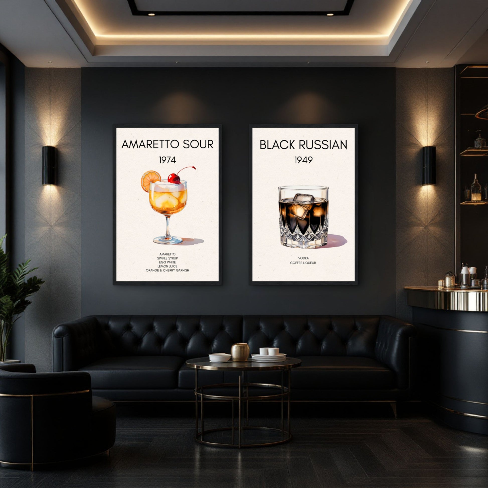 Amaretto Sour Cocktail Bar Art Print No Frame 40x60 cm 16x24″ Gallery Wrapped Canvas