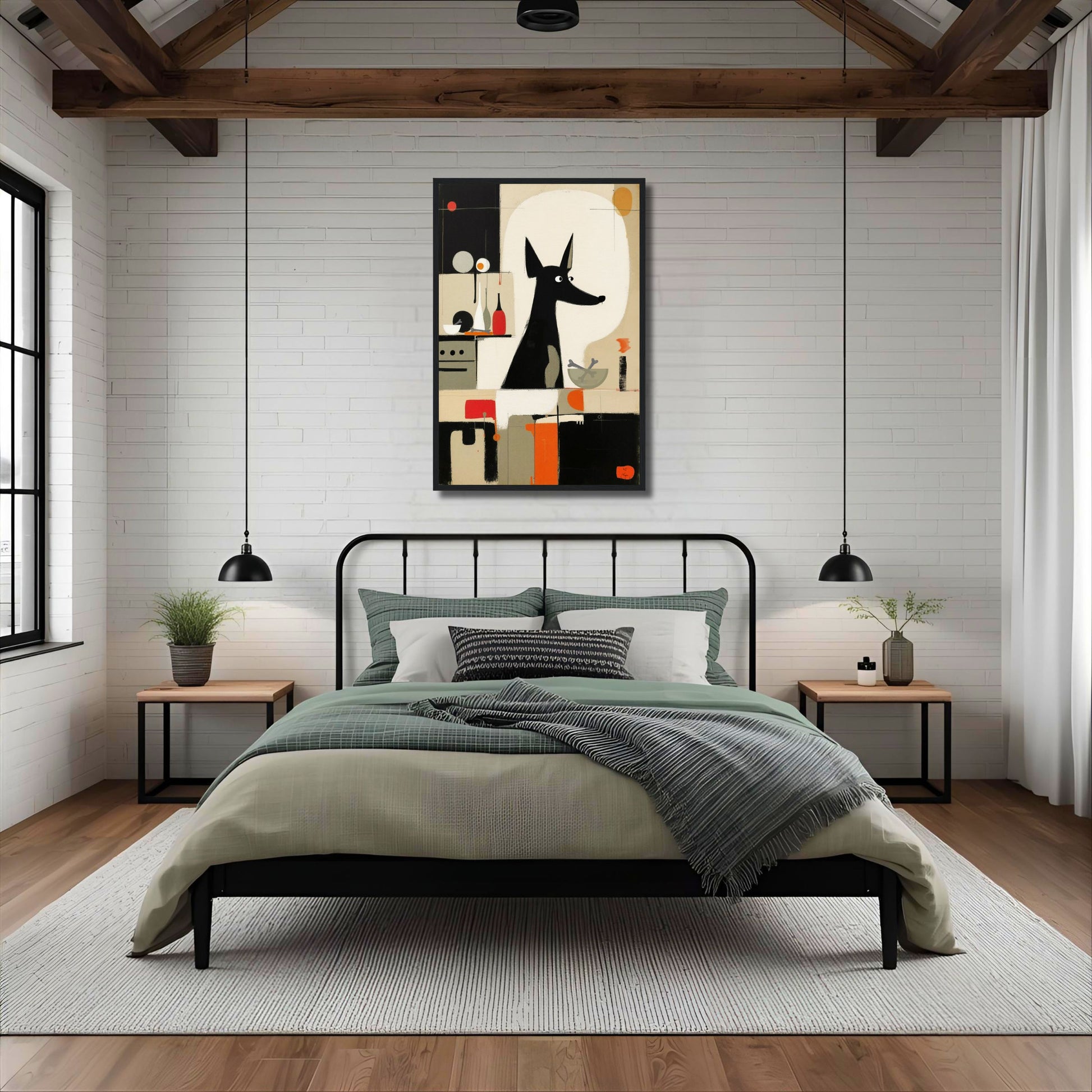 Modern Quirky Abstract Dog Art Print No Frame 30x45 cm 12x18″ Classic Matte Paper Poster