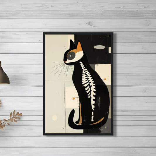 Modern Cat Skeleton Abstract Art Poster Print