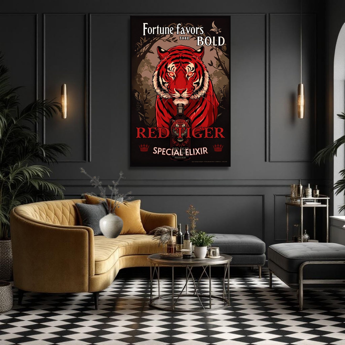 Tiger Cocktail Bar Art Poster Print