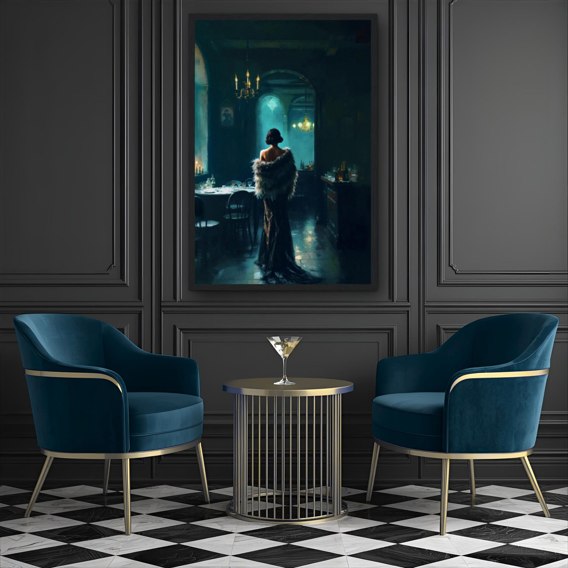 Moody Speakeasy Flapper Bar Art Print