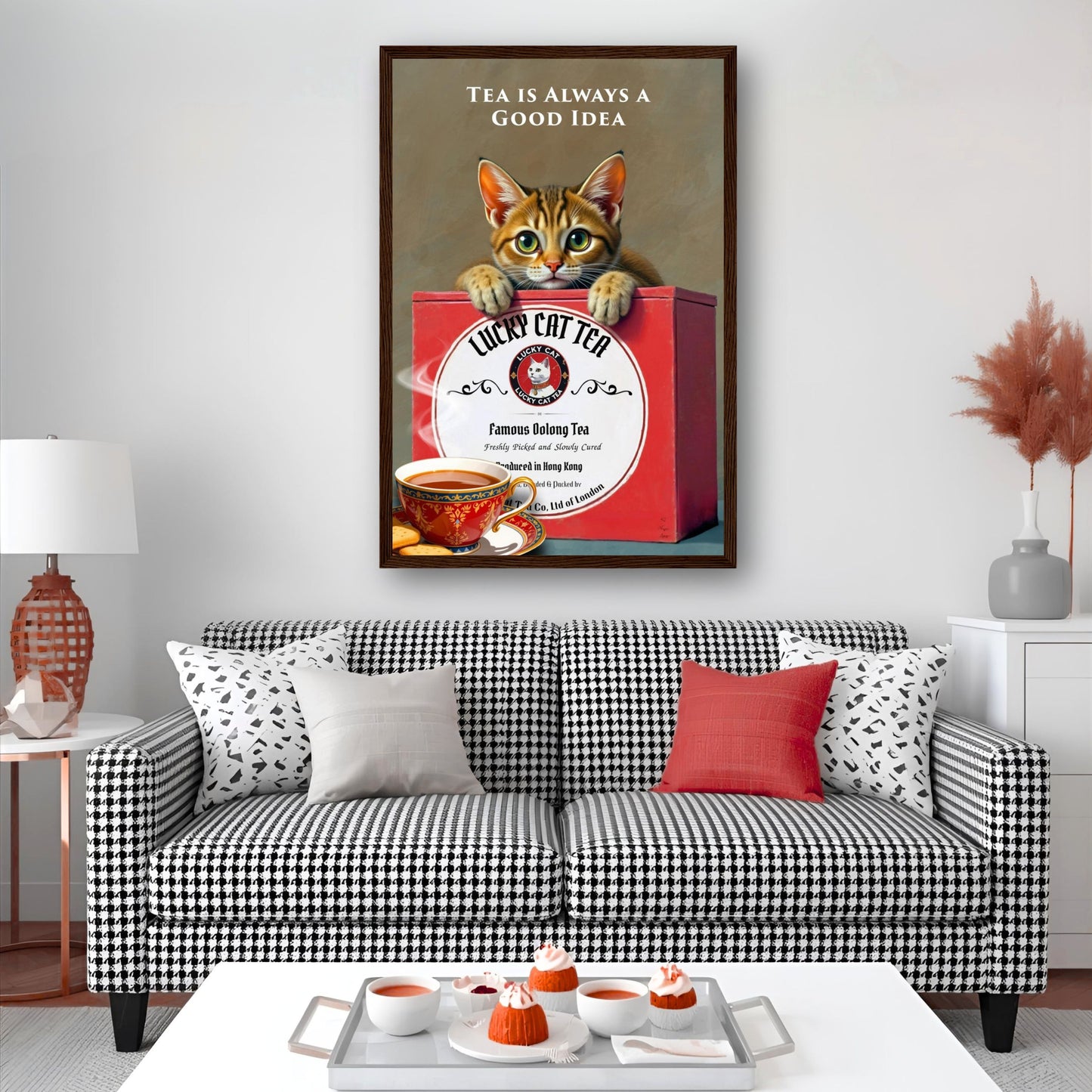 Lucky Cat Tea Vintage Kitchen Art Print