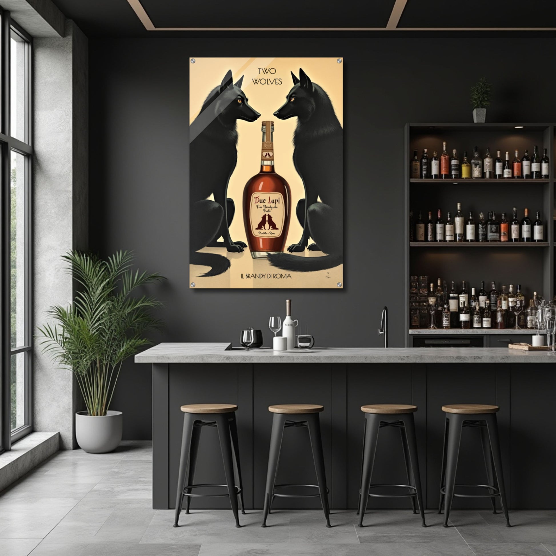 Two Wolves Italian Cocktail Bar Art Print