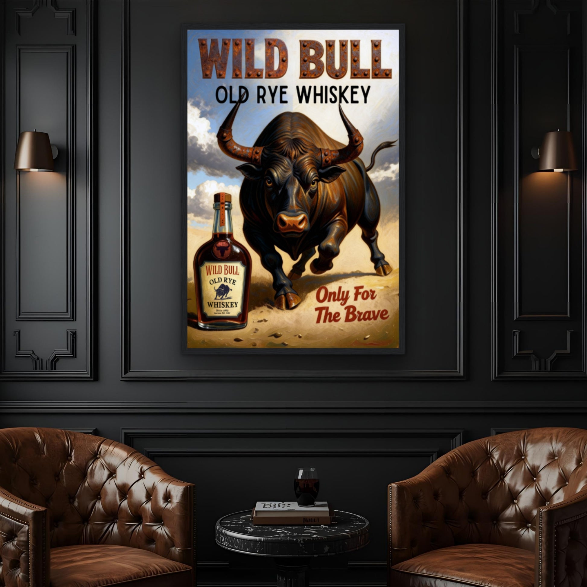 Wild Bull Old West Rye Whiskey Poster Print