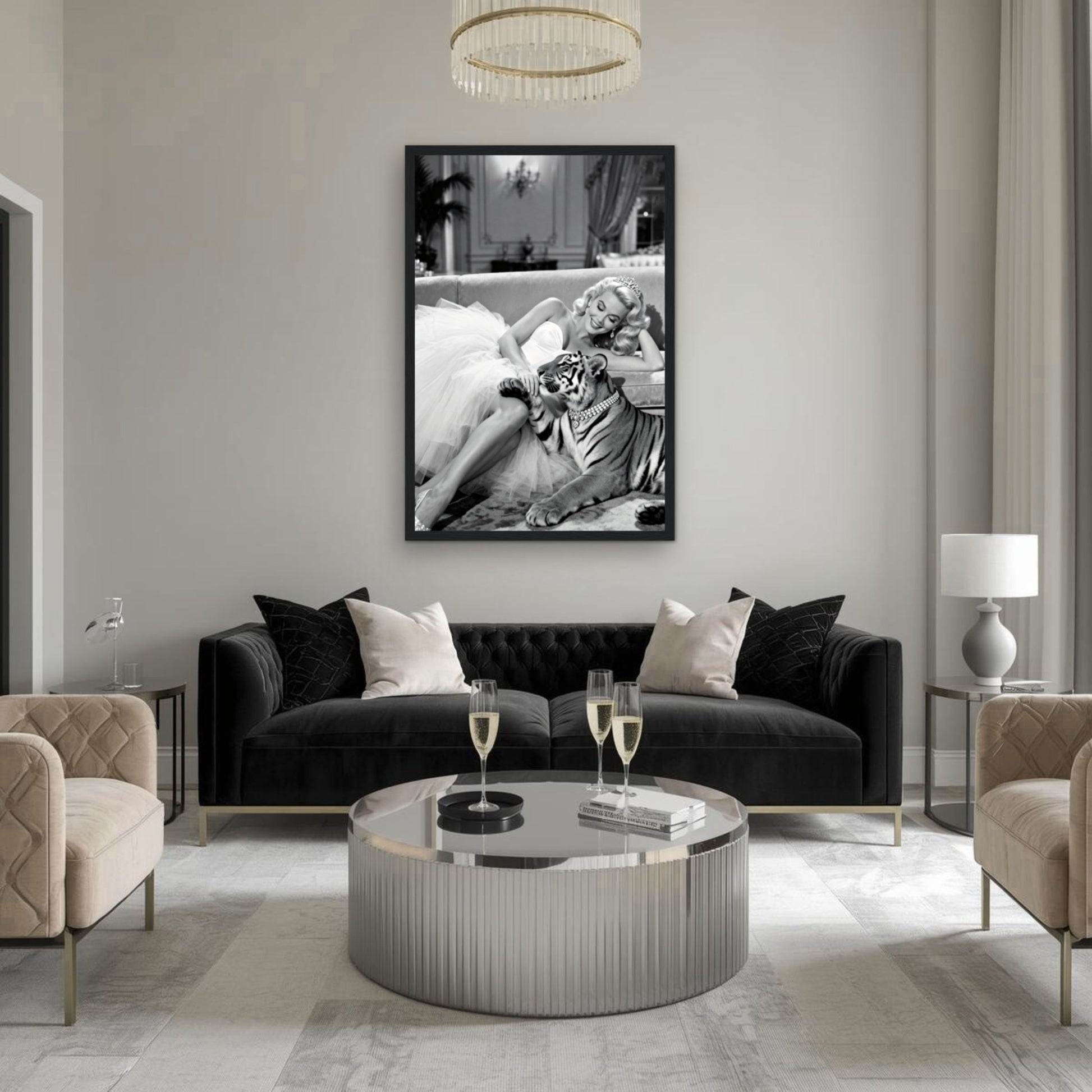 Vintage Hollywood Starlet Tiger Art Print