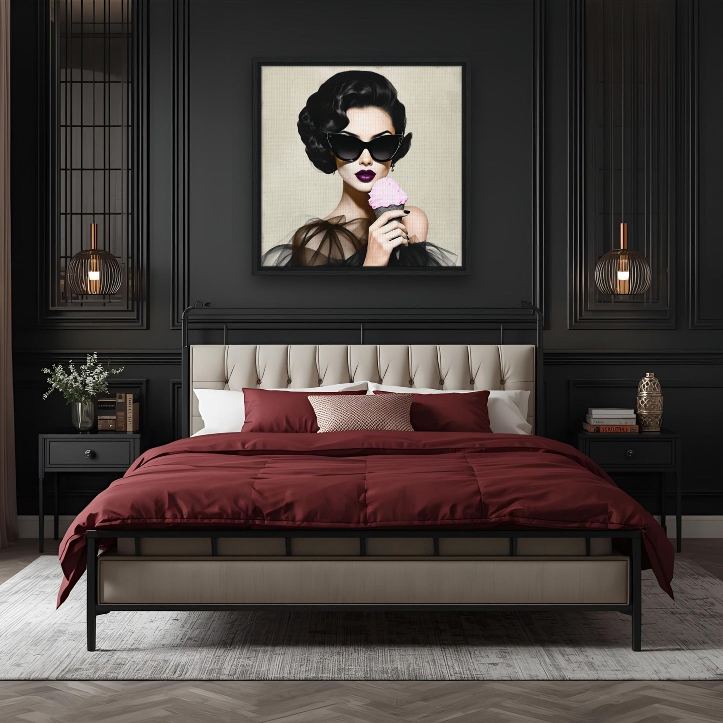 Retro Fashion Model Ice Cream Art Print