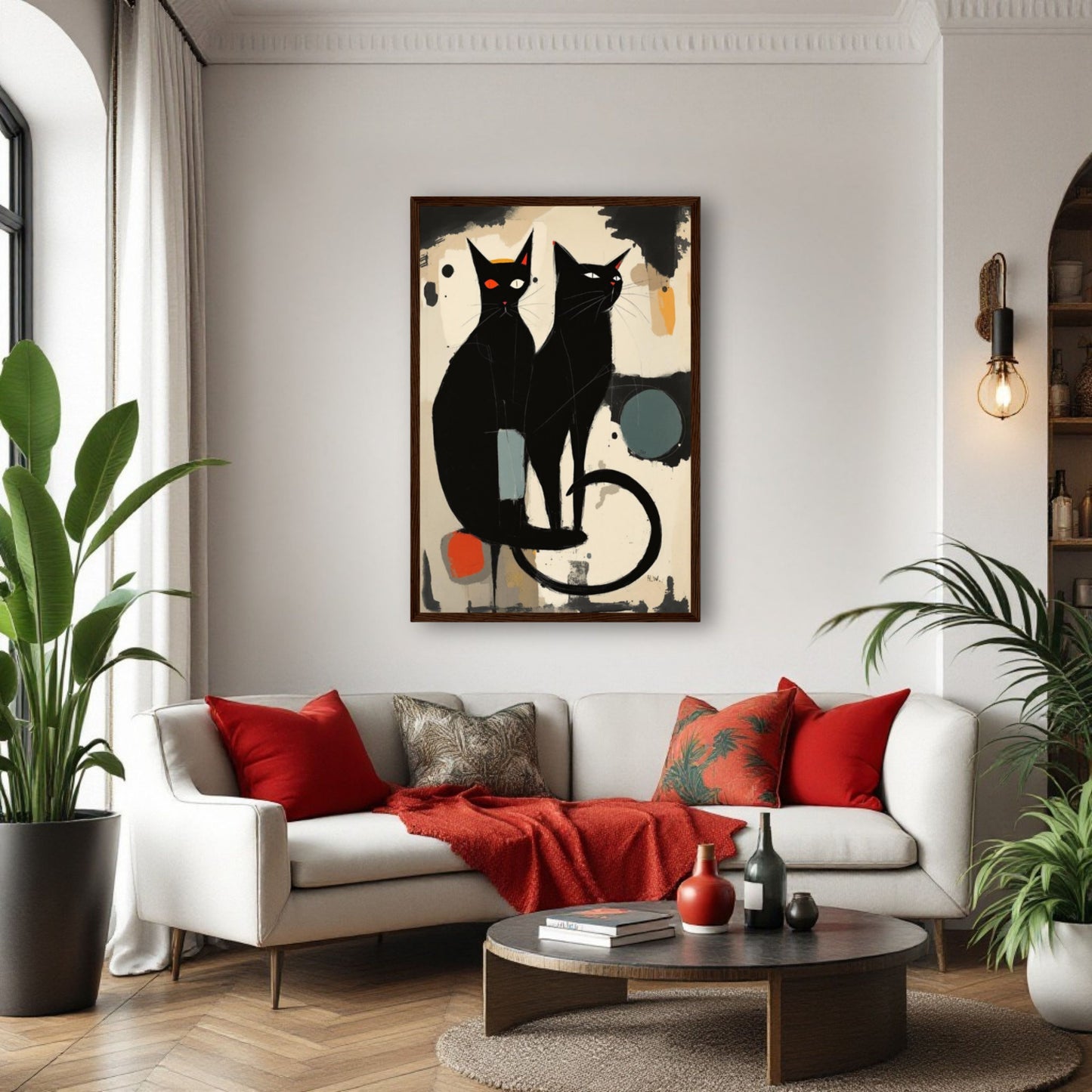 Abstract Crazy Cat Duo Art Print