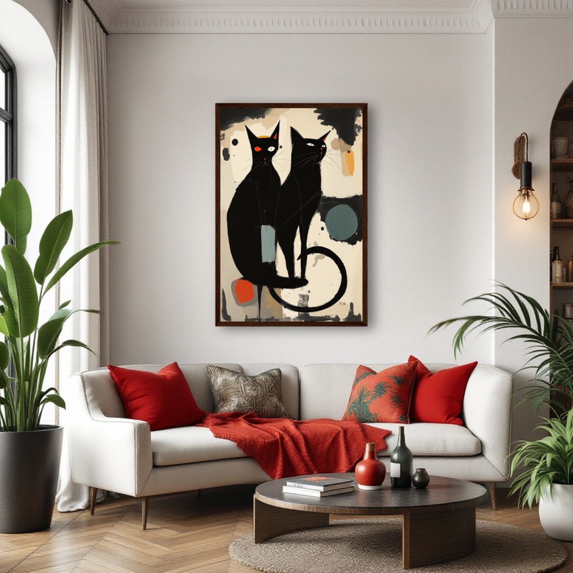 Abstract Crazy Cat Duo Art Print