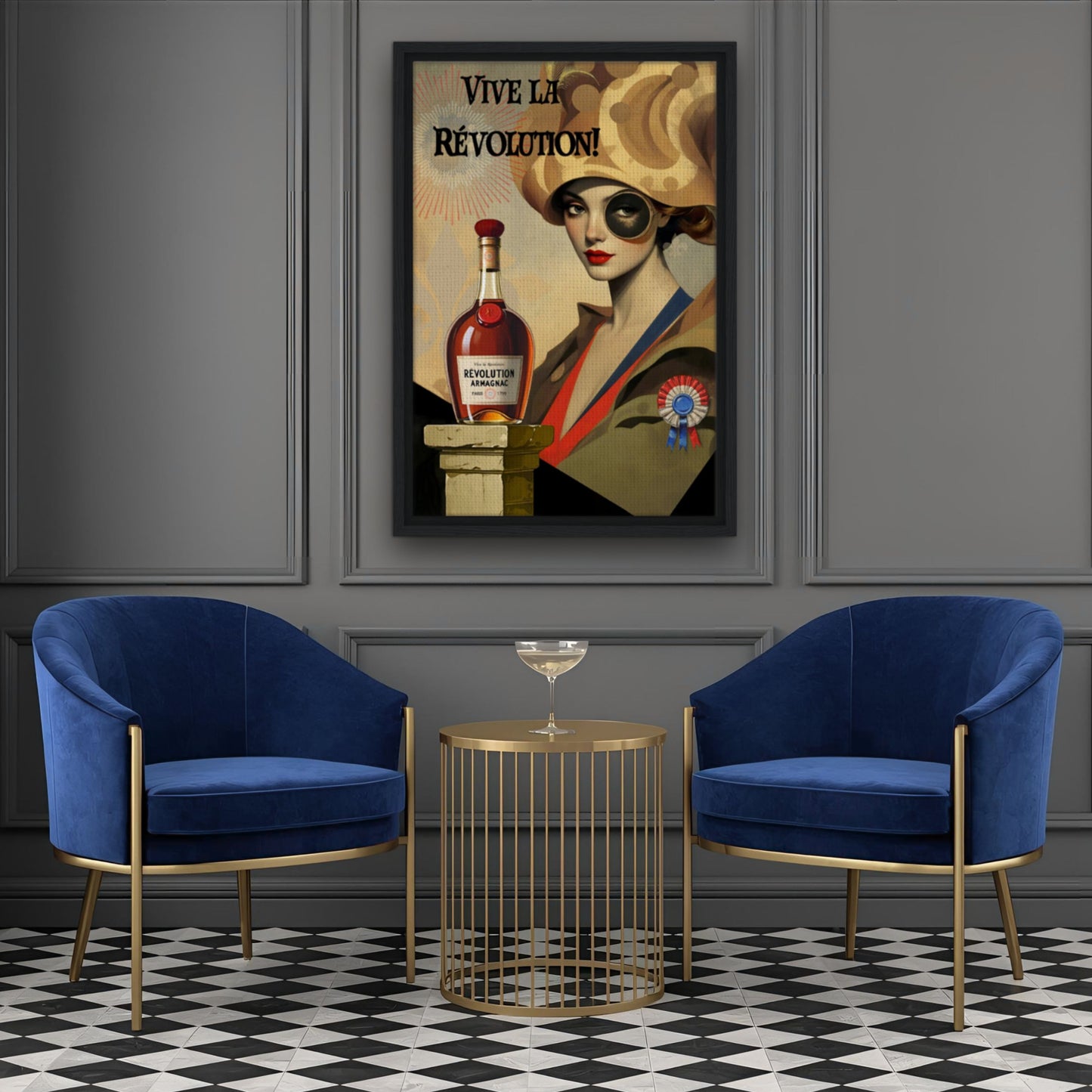 Vintage French Revolution Cognac Art Print Light Wood Frame 30x45 cm 12x18″ Premium Matte Paper Wooden Framed Poster