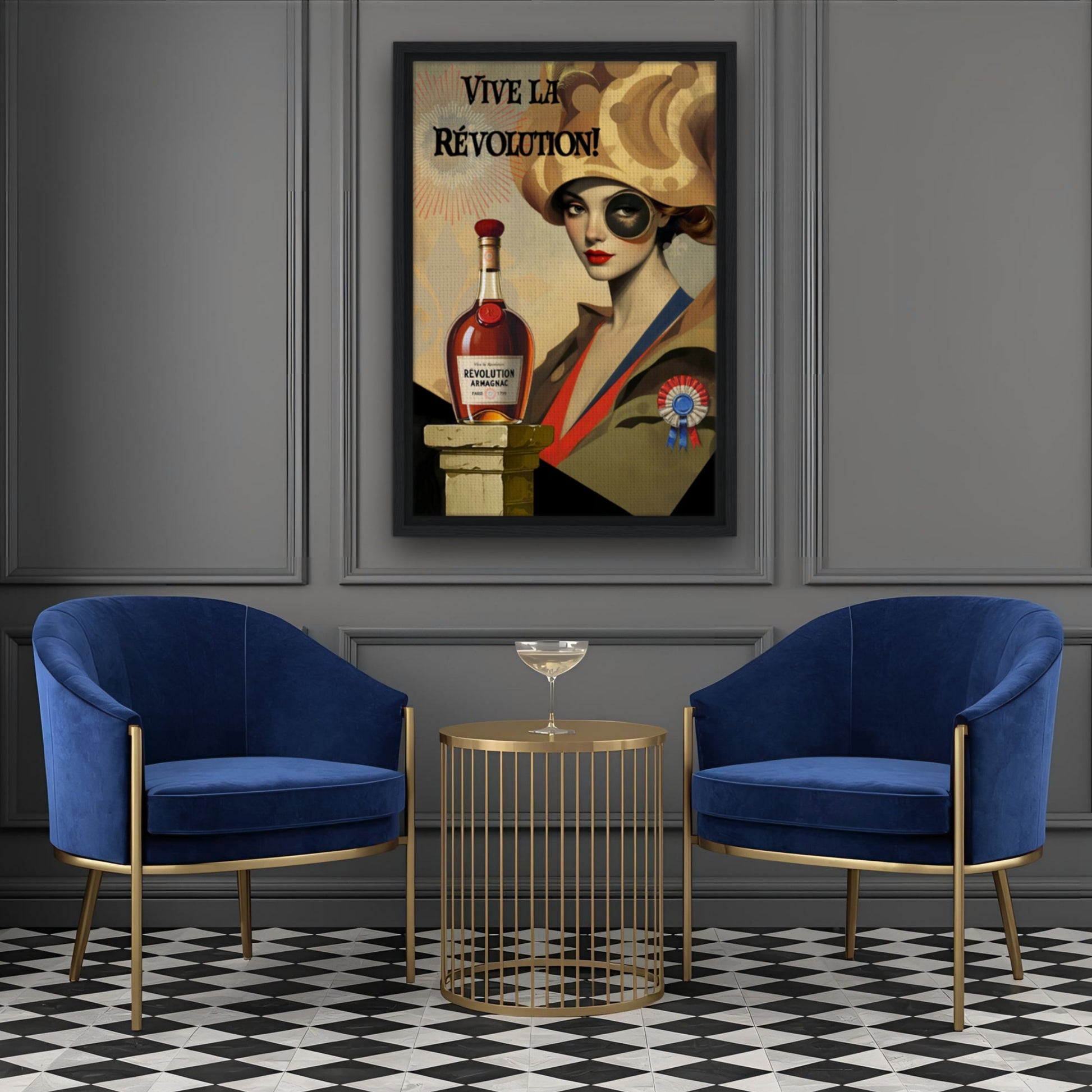 Vintage French Revolution Cognac Art Print Light Wood Frame 30x45 cm 12x18″ Premium Matte Paper Wooden Framed Poster