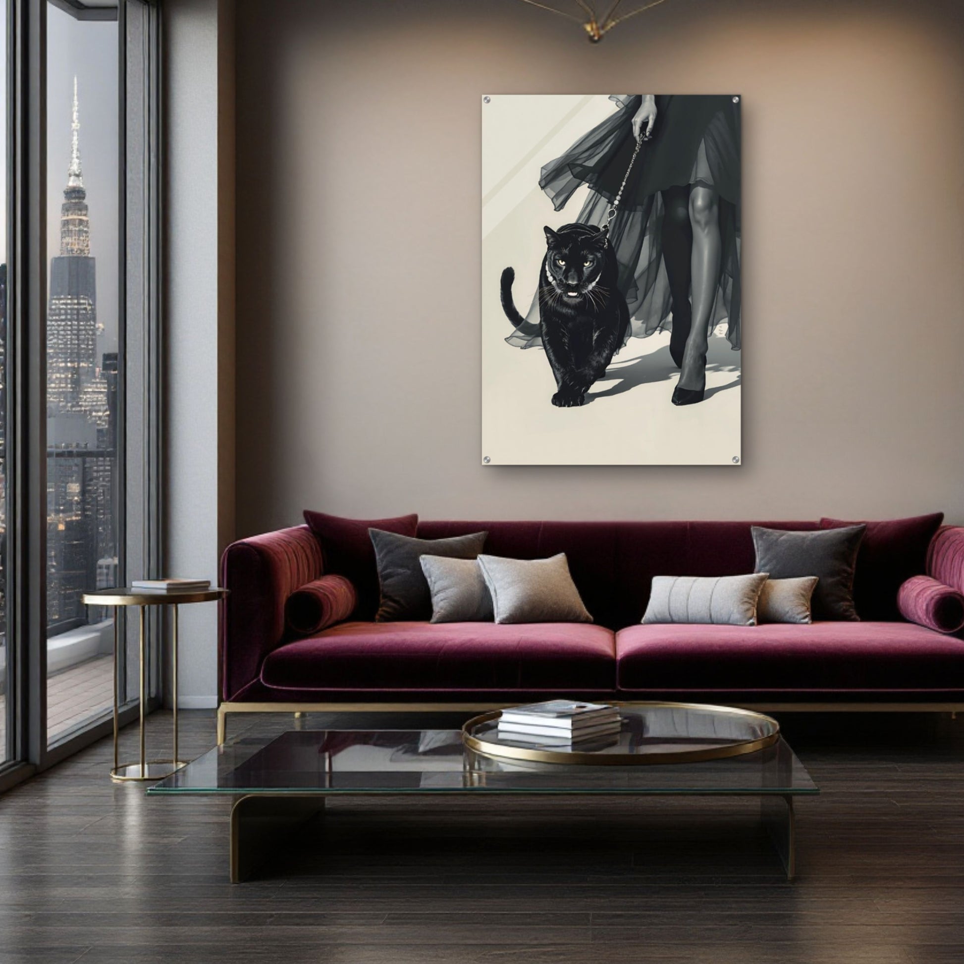 Retro Fashion Model Panther Art Print