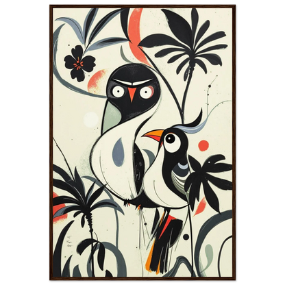 Abstract Bird Modern Tropical Art Print Dark Brown Wood Frame 60x90 cm 24x36″ Premium Matte Paper Wooden Framed Poster