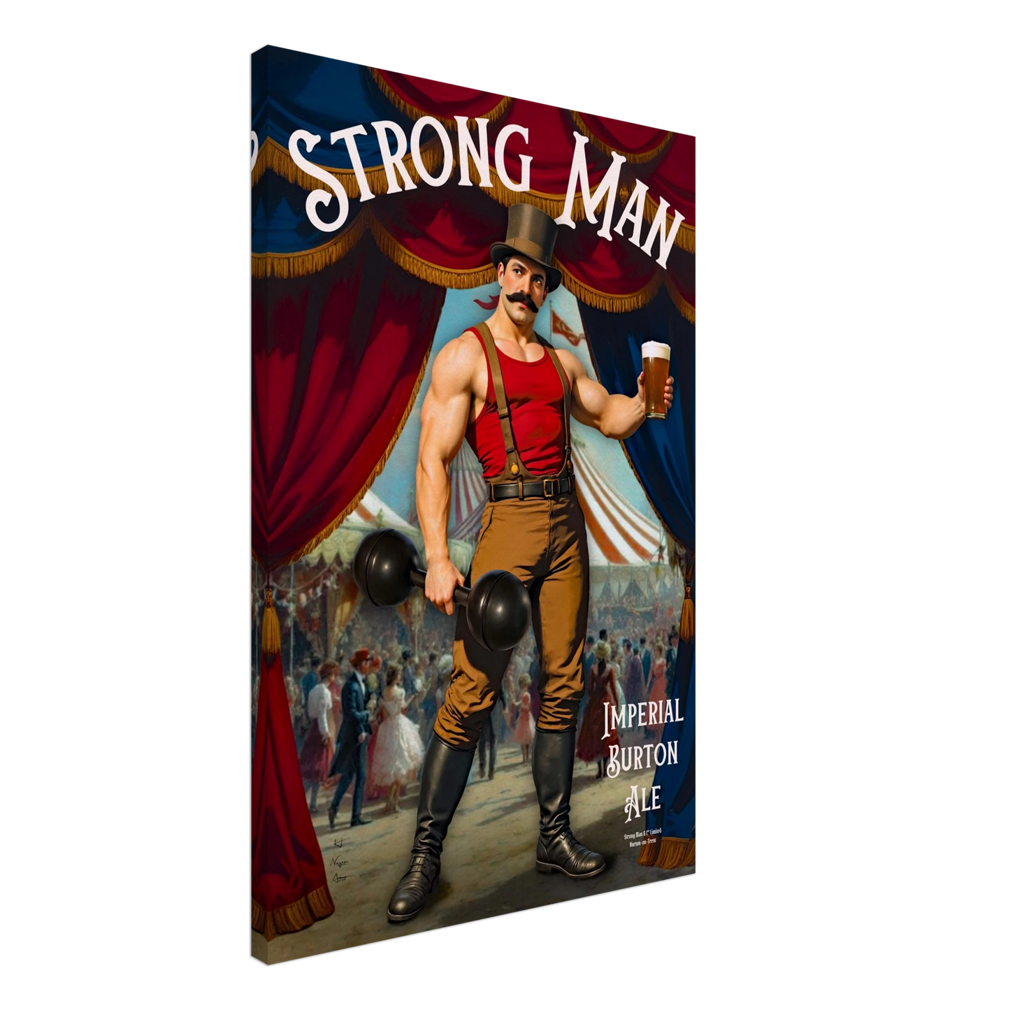 Vintage Victorian Circus Strongman Ale Art Print No Frame 60x90 cm 24x36″ Gallery Wrapped Canvas