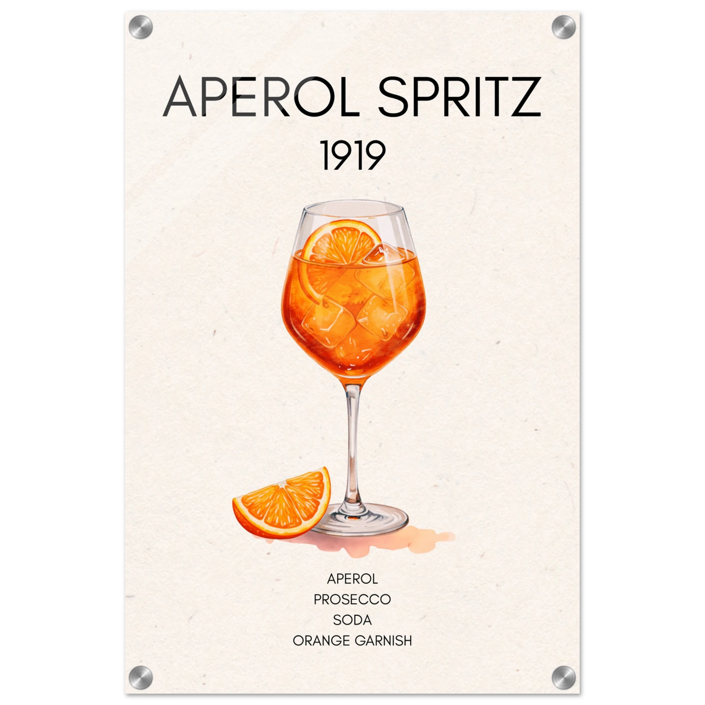 Aperol Spritz Cocktail Bar Poster Print No Frame 40x60 cm 16x24″ Sleek Acrylic Print