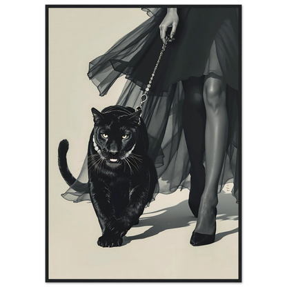 Retro Fashion Model Panther Art Print Black Wood Frame 70x100 cm 28x40″ Museum-Quality Matte Paper Wooden Framed Poster